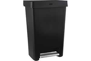 Rubbermaid 13 Gallon Step-On Kitchen Trash Can with Lid, Garbage Can, Black Trash Container