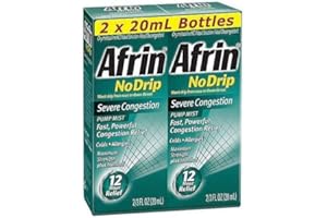 Afrin No Drip Severe Congestion Pump Mist Nasal Spray 12 Hour Relief 20 mL Bottle (Pack of 2)