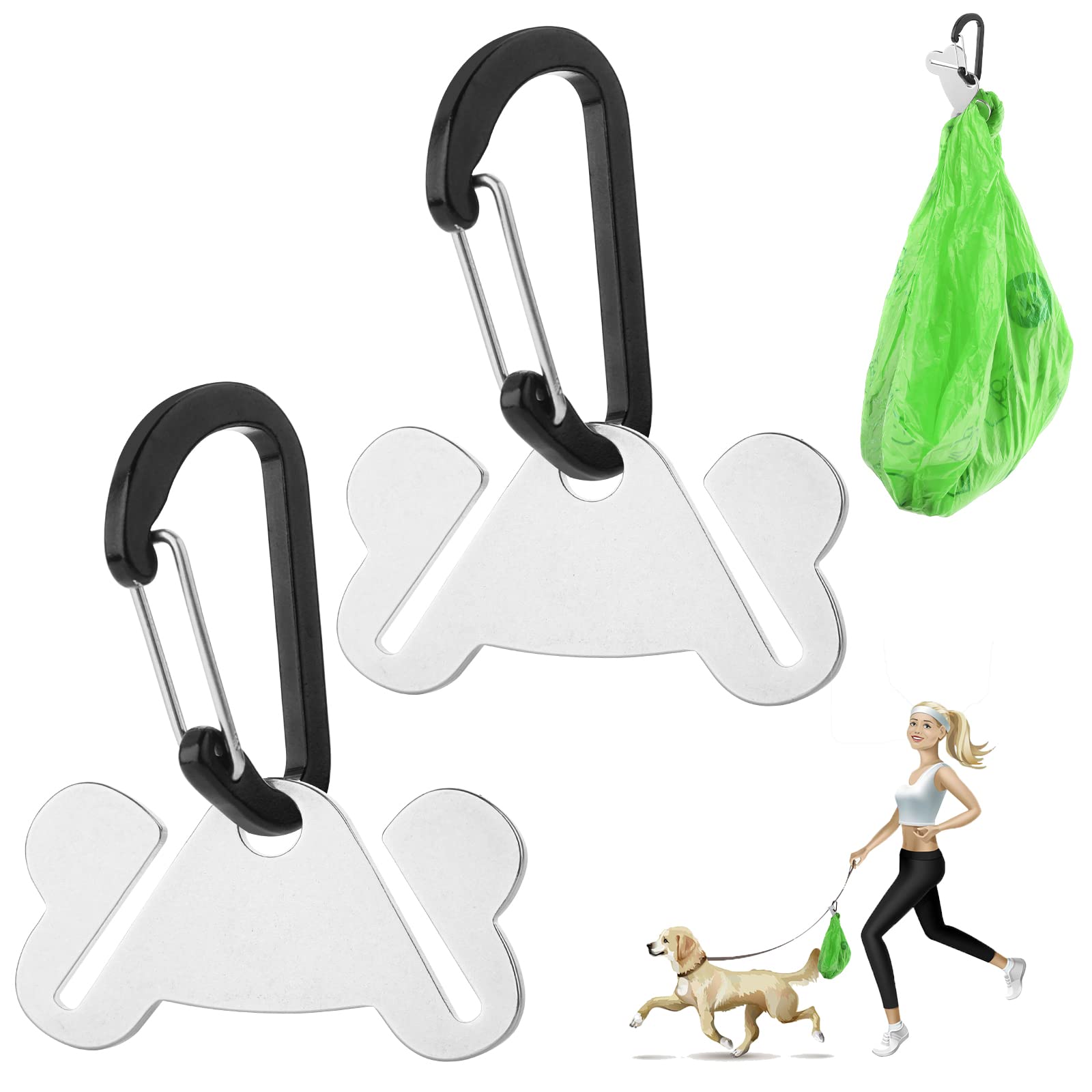 cobee Waste Bag Carrier, 2 Pcs Dog Poop Bag Holder Hands-Free Holder for Bags of Dog Poop Waste Bag Holder Dog Poop Bag Carrier for Leash DIspenser Accessories(Black)