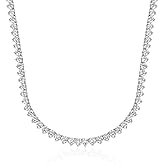 MDFUN Tennis Necklace for Women and Men 18K Gold Plated 3prong Cubic Zirconia Chain 4mm Round cut CZ Chain