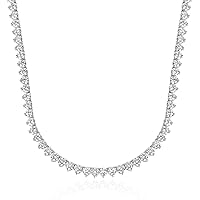 Tennis Necklace 18K White Gold Plated | 5.0mm Round Cubic Zirconia