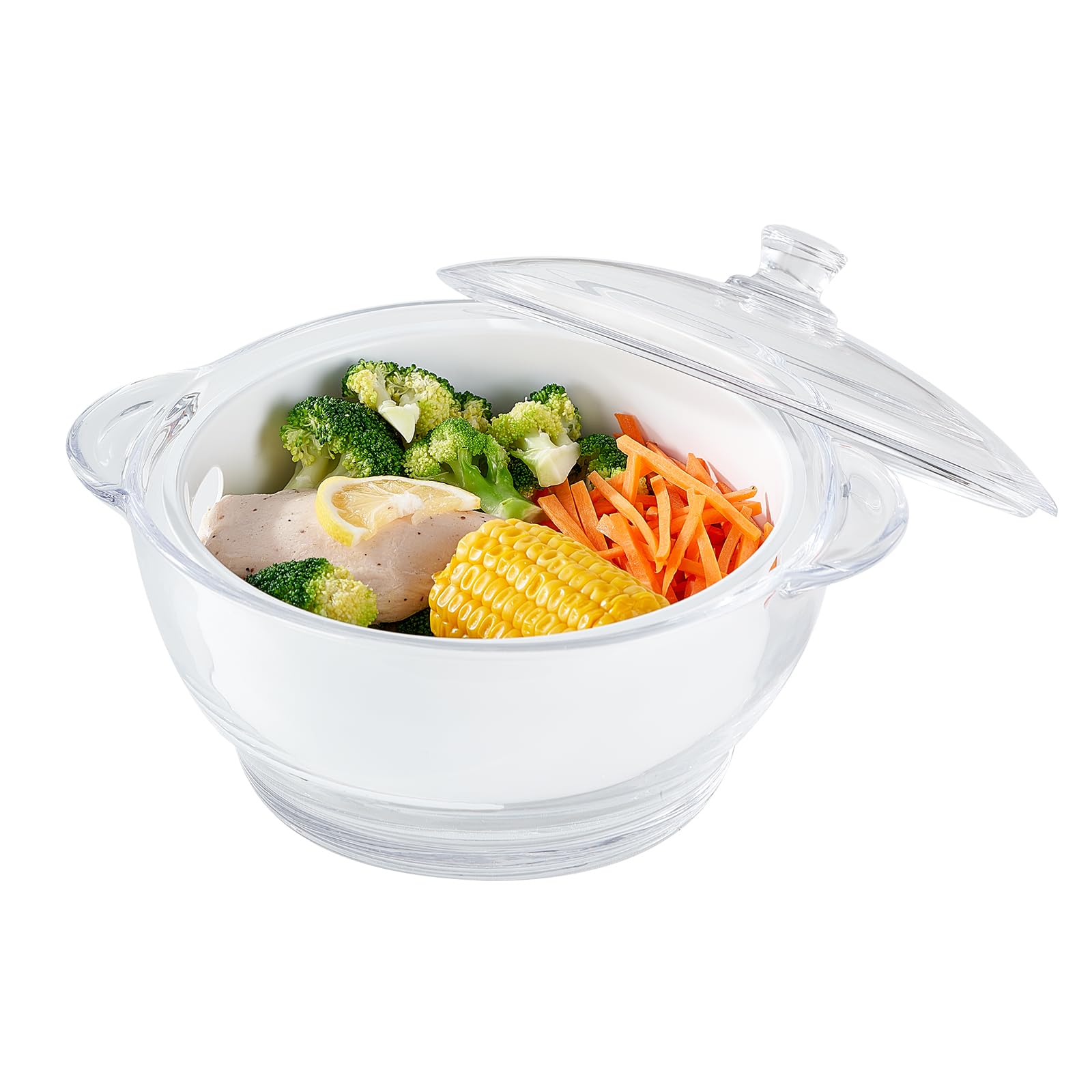Photo 1 of 2.5L Glass Microwave Vegetable Steamer, Steamer for Cooking, Microwave Dumpling Fish Broccoli Bun Potato Food Cooker with Lid & Steaming Basket for Convenient Quick Healthy, BPA-Free, Dishwasher Safe