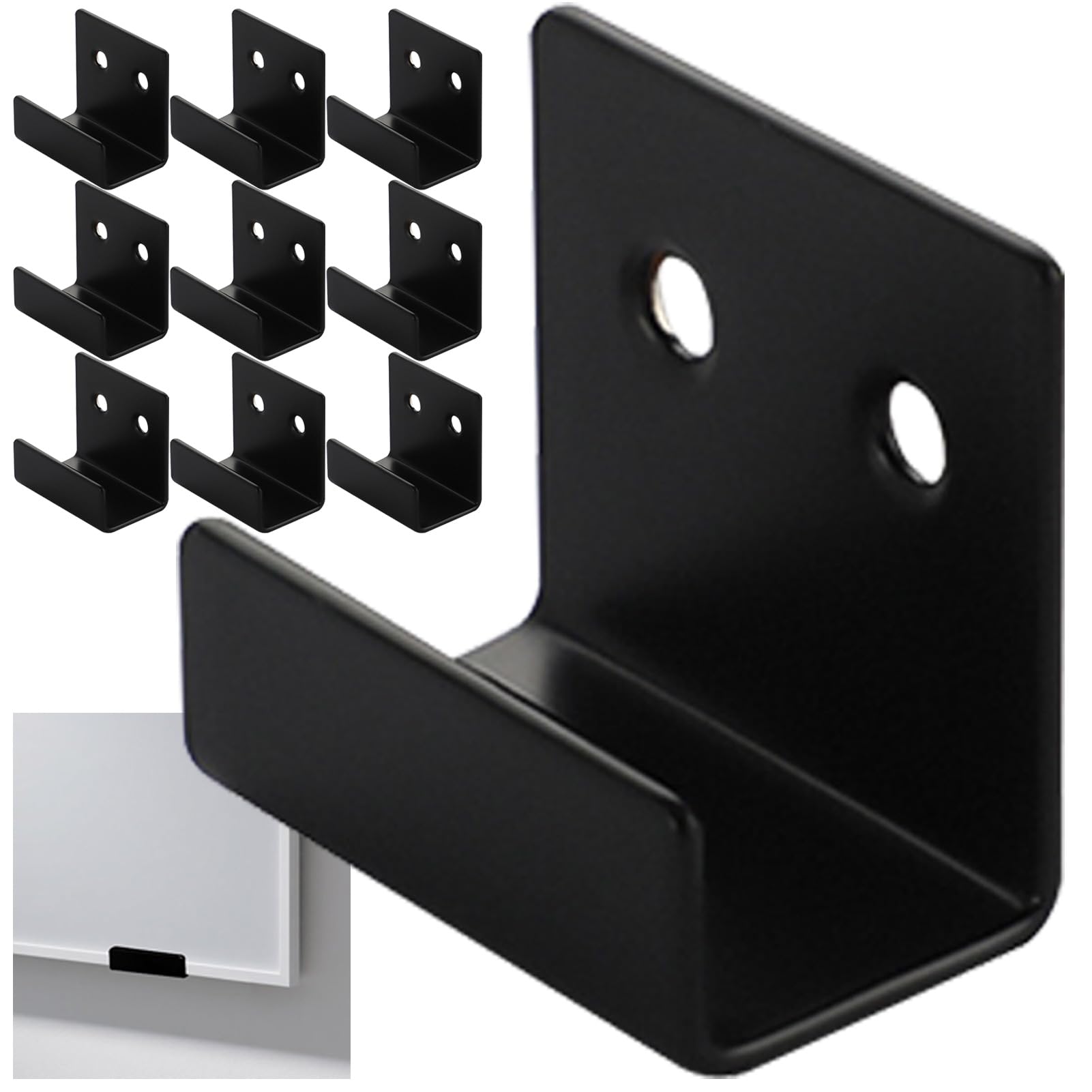 Photo 1 of 1-9/16" Mirror Mounting Brackets for Wall Mounting - 10 Pack Wall Hanger J Bracket for Frameless Mirror Tile Picture Frame with Screws Anchors (1" Wide Inner Groove)