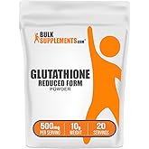 BulkSupplements.com Glutathione Reduced Powder - Glutathione Supplement, Reduced Glutathione Powder - Glutathione 500mg, Gluten Free, 500mg per Serving, 10g (0.35 oz) (Pack of 1)
