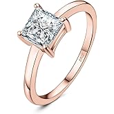 JewelryPalace Square Shape 1ct Cubic Zirconia Solitaire Engagement Rings for Women, 925 Sterling Silver Promise Ring for Her, Simulated Diamond Anniversary Wedding Ring Jewelry Sets
