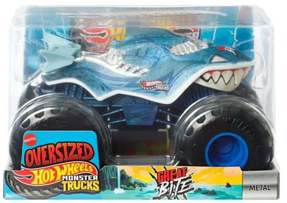 Hot Wheels Monster Trucks Great Bite Die-Cast Vehicle, 1:24 Scale, Oversized