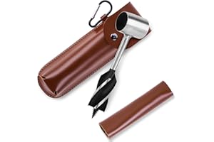 Olaismln Settlers Tool Survival Hand Auger Wood Drill, Scotch Eye Auger Drill and Bushcraft Settlers Auger Tool for Camping, Outdoor, with Protective Box & Hook