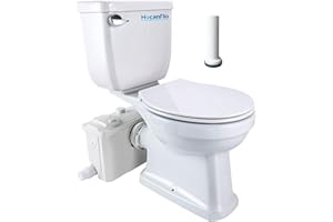 HOCANFLO 700watt Macerator Toilet, 1HP Two Piece Upflush Toilet Kit Included Toilet Bowl, Water Tank, Soft Closing Seat, Extension Pipe Between Toilet and Pump,Automatic Start and Stop (FLOWC-700)