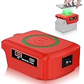 Wireless Charger Compatible with Milwaukee 18V M18 Battery,15W Cell Phone Charging Station for AirPods 4 3 Pro for iPhone for Samsung,with USB and Type-C Output Port Wireless Charging Station