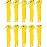 Thornton's Office Supplies Disposable Film Cutter, Sharp &amp; Durable Steel Blade, Safe and Efficient Cutting Design for Shrink Wrap, Stretch Wrap, Tape, and Plastic Straps, Yellow (10)