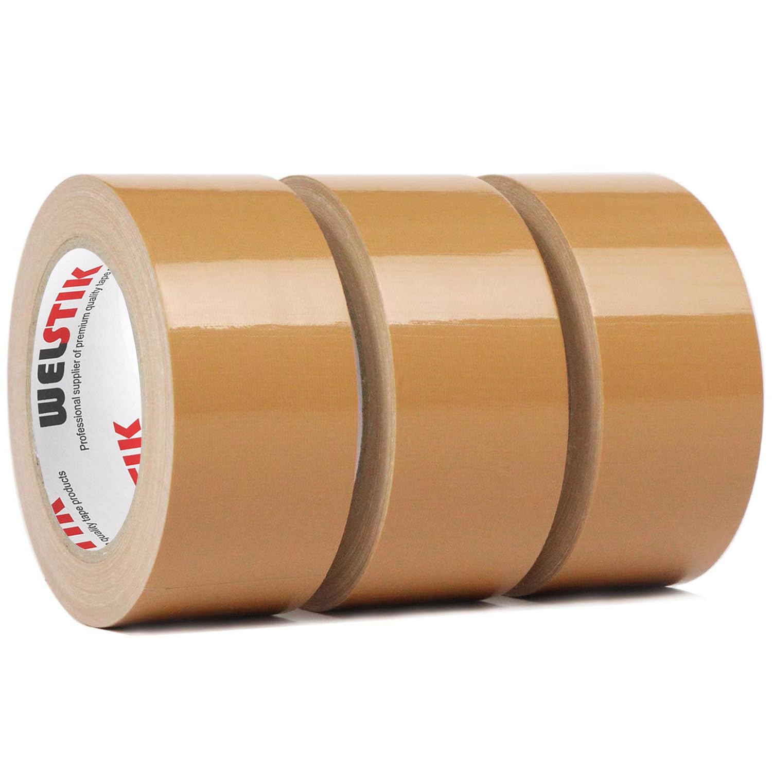 WELSTIK Professional Duct Tape 3 Pack 48mm x 27m Waterproof Tape Fabric Coloured Gaffer Tape for Repairs, DIY, Crafts, Indoor and Outdoor Use,Brown