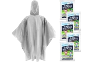 Hagon PRO Disposable Rain Poncho for Kids with Hood (5 Pack) – Lightweight Waterproof Toddler Rain Coat & Emergency Ponchos for Travel & Theme Parks