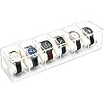 DELIPPLY Watch Box Case, 6 Slot Watch Organizer Clear Acrylic for Men Women