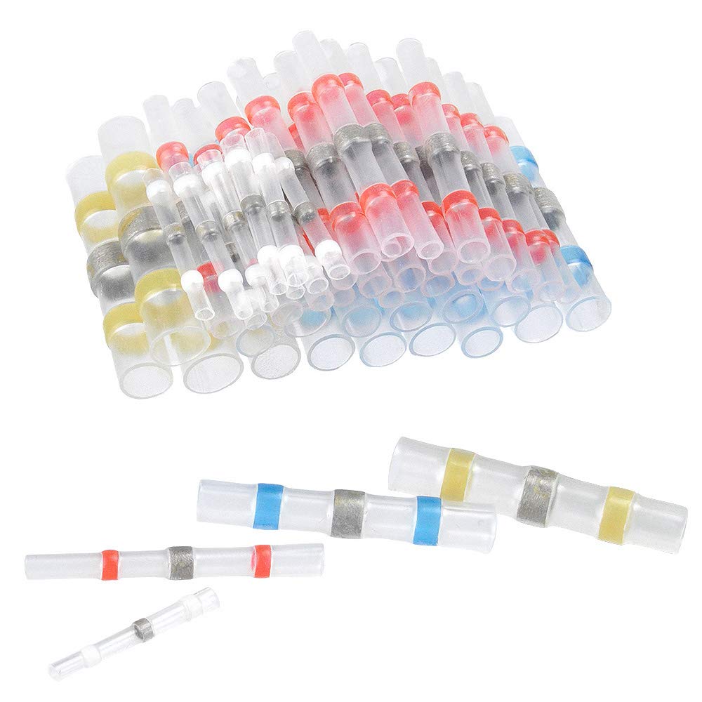 HUICAO 50pcs Solder Seal Wire Connectors Heat Shrink Butt Connectors