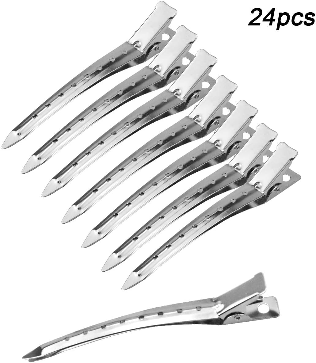 Duck Billed Hair Clips 24Pcs Hair Styling Clips Metal Hair Pins 3.5 Inch Professional Sectioning Clips for Barbershop Women Girls Bows DIY Accessories Hairpins Silver - Image 3