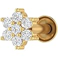 0.04 to 0.15 Carat 7-Stone Cluster Diamond Nose Pin Stud in 18K Gold
