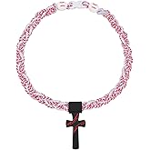 Kehuify Baseball Necklaces for Boys, Baseball Necklace Three-Braid Rope Tornado Cross Necklace Sports Titanium Necklace Baseball Rope Necklace