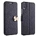 Kintaz Women Girls Flip Case Cover Leather Wallet Magnetic Case Cover Skin for iPhone Xs 5.8inch/Max 6.5inch/XR 6.1inch (iPhone XR 6.1inch, Black)