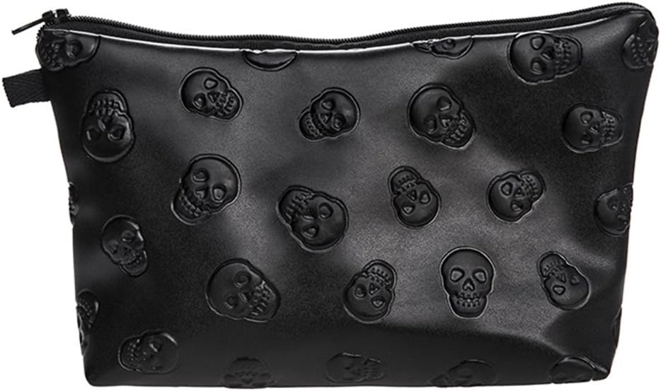 Cuigu Bolsa Organizador de Maquillaje cosmética diseño de Calavera Multifuncional Impermeable Monedero Neceser