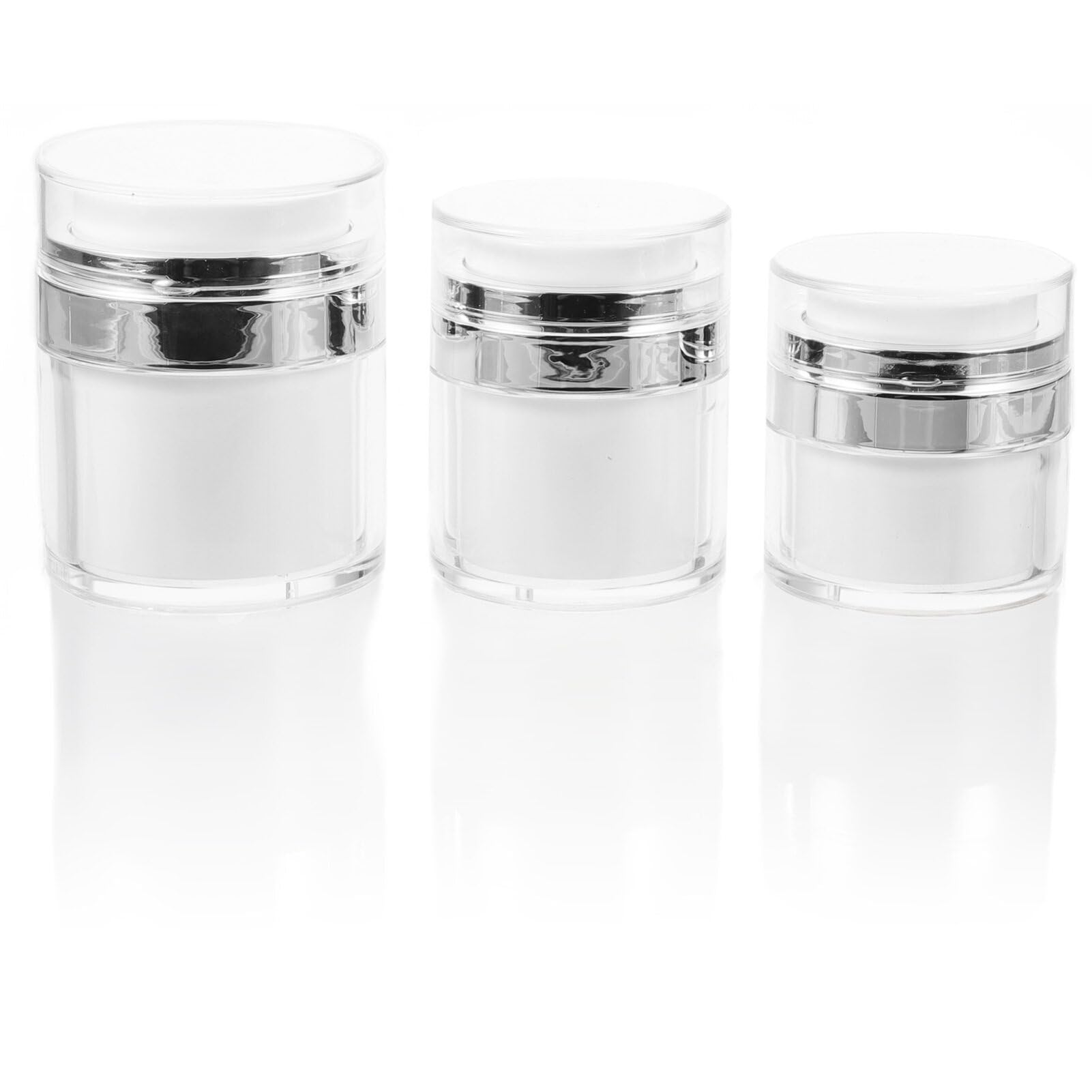 Beaupretty Empty Travel Bottles Empty Jars Round Cream Bottle 3pcs 50g 30g 15g Airless Pump Cosmetic Containers Vacuum Press Cream Jars Refillable Face Lotion Box for Lip Balms Collection Filter