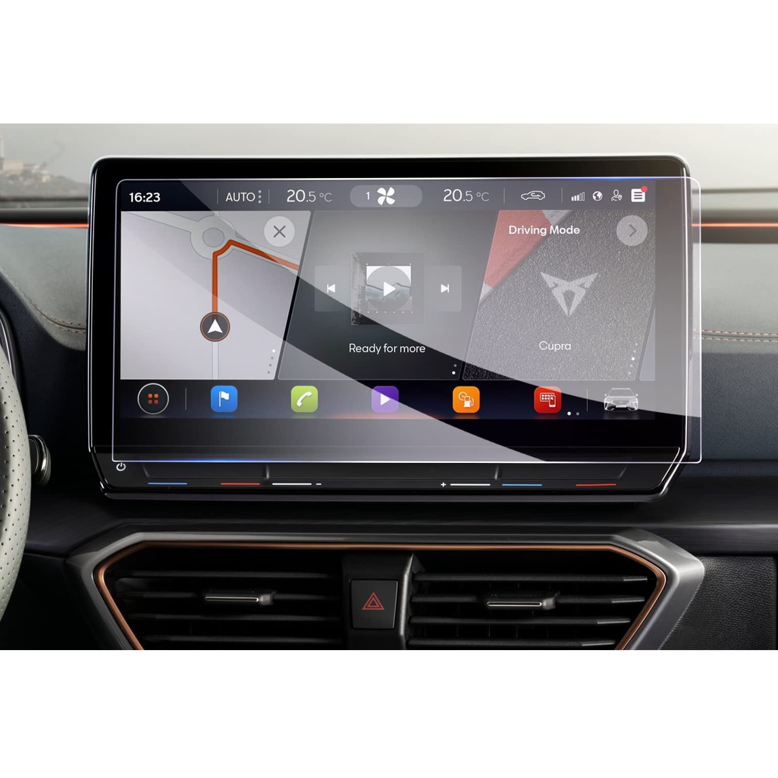 GAFAT 12" Cuprα Formentor 2021-2024/ Cuprα Leon 2023 2024 Screen Protector for Navigation, Formentor 2023 Glass Protective Film GPS Navi Touchscreen, 9H Anti-Scratch [Not for 10" & New 12.9"]