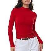 C202 Women's Mock Turtle Neck Long Sleeve Shirts Merino Wool Knit Tops Fitted Slim Fit Basic Tees Cozy Embrace Collection