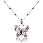 Cherished Moments Girl's .925 Sterling Silver Butterfly CZ Birthstone Necklace for Toddlers, Little Girls, Teens, or Women