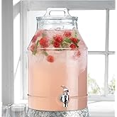 3 Gallon Glass Drink Dispenser with Spout for Parties - Tall Airtight Mason Style Beverage Dispenser Glass Water Dispenser wi