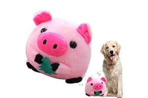 TASUNTE Active Moving Pet Plush Toy, Interactive Dog Toy Pet Bouncing Balls, USB Rechargeable Interactive Washable Cartoon Pig Plush Sound Electronic Dog Toy, Small Plush Sound Toys for Dogs (G)