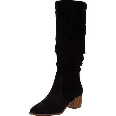 Botas Sobre La Rodilla Para Mujer – Botines Elásticos Con Tacón Bloque De 7.5 Cm, Material Sintético