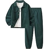 Fdqin Toddler Boys Clothes Long Sleeve Corduroy Shirt Top and Pants Sets Casual Outfits for Spring Fall 2 Pieces 3-10Y