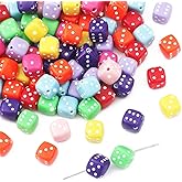 600PCS Colorful Dice Beads 8.5mm Charming Beads 6 Sided Game Dice for Women Necklace Earring Bracelet Making Supplies