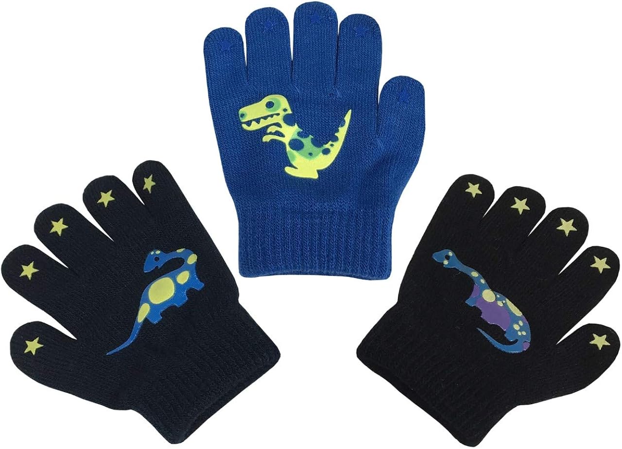 N'Ice Caps Boys Girls Magic Stretch Gloves 3 Pair Pack Assortment: Clothing