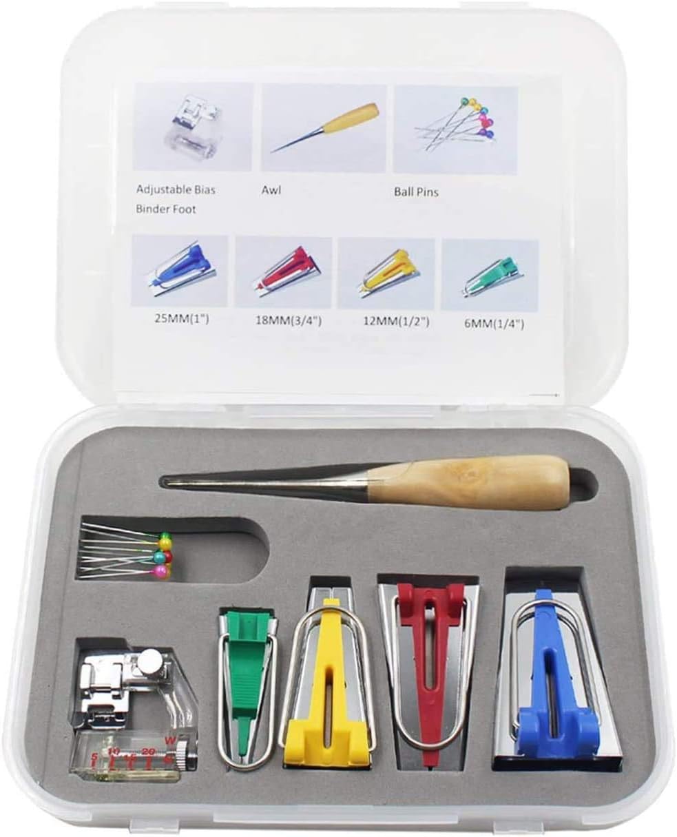4 Sizes Bias Tape Maker Set 6MM/12MM/18MM/25MM for Quilt Binding 16pcs