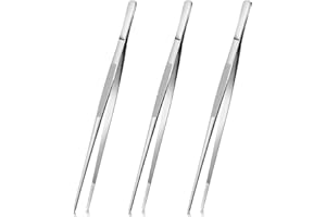 3Pcs 12-Inch Stainless Steel Kitchen Tweezers,Culinary Fine Tweezer Tongs Food for Cooking Tongs with Precision Serrated Tips