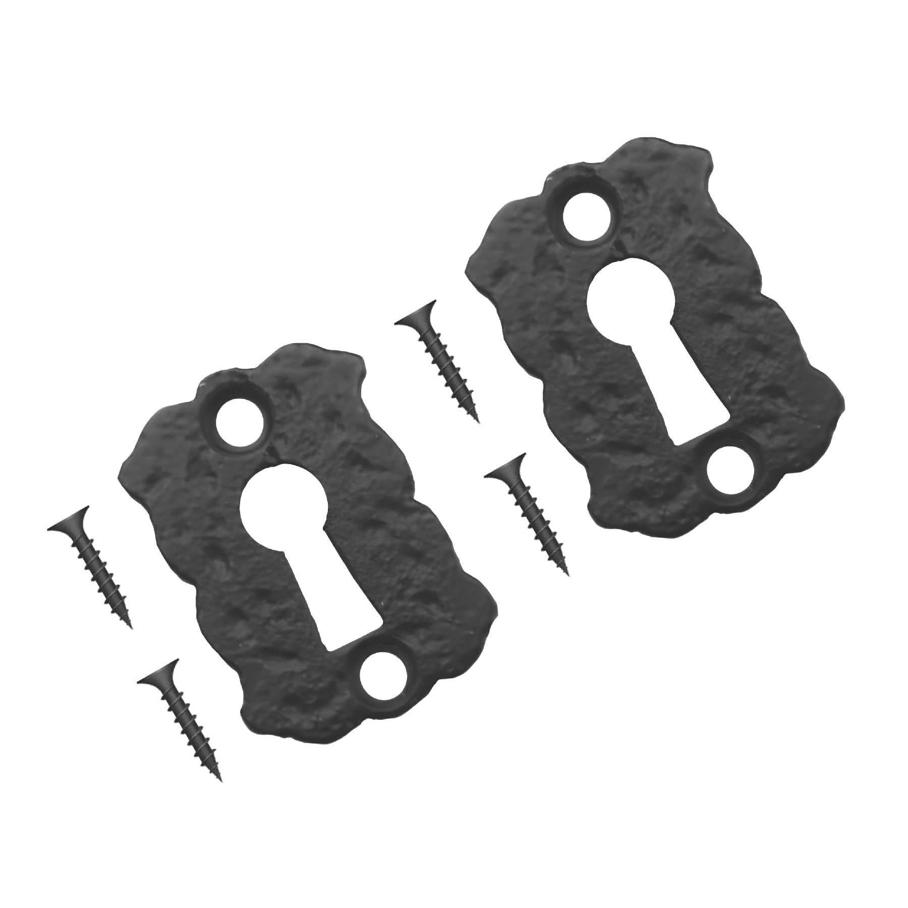 TERF® Traditional Vintage Style Antique Black Escutcheon Open 45mm Keyhole Cover Escutcheon Including Fixing Screw - Pack of 2