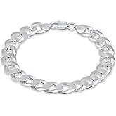 Aka Gioielli - Solid 925 Sterling Silver 11mm Curb Cuban Link Chain - Bracelet for Men - Made in Italy