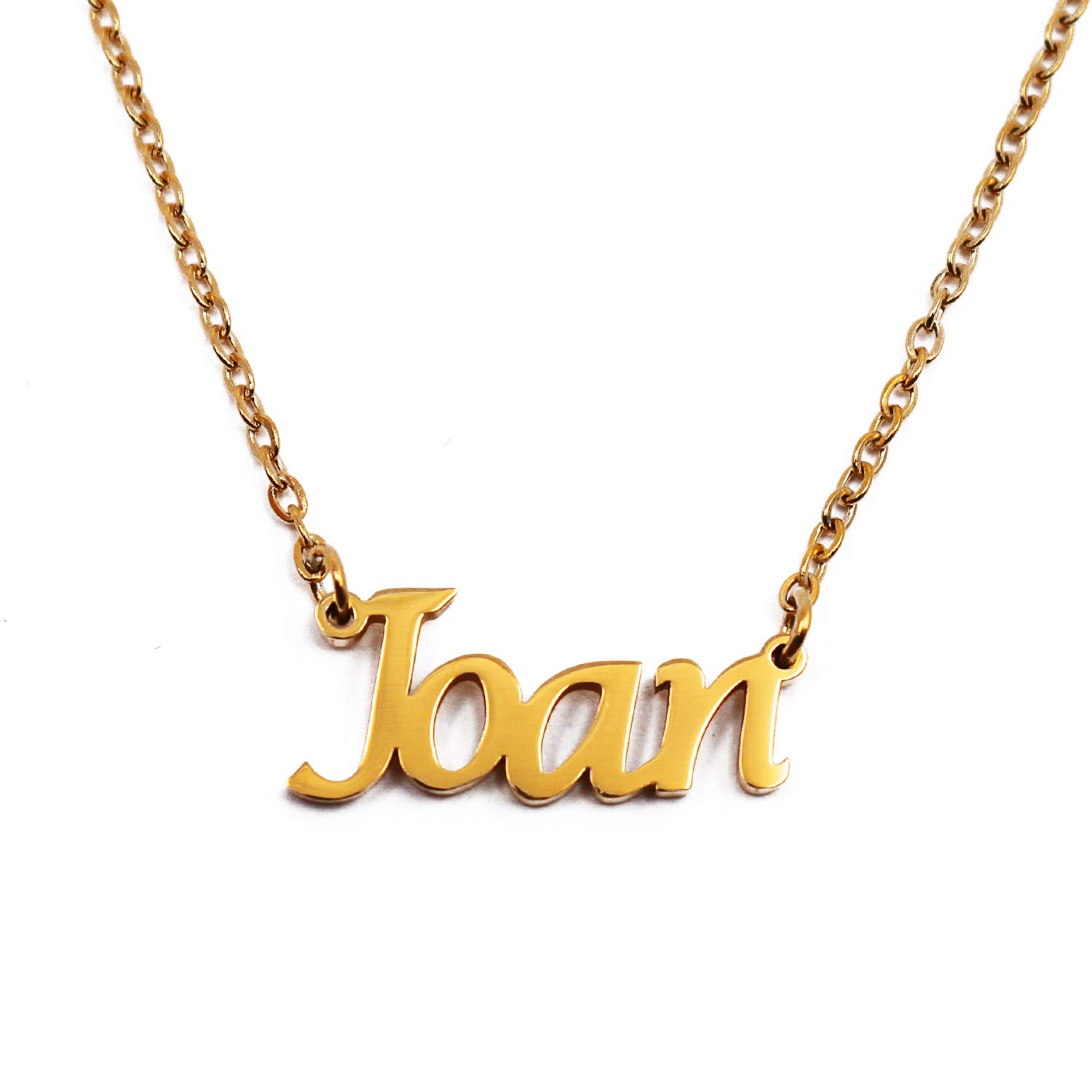 Kigu Joan Personalised Name Necklace 18ct Gold Plated, Custom Dainty Name Pendants, Jewellery for Ladies, Girlfriend, Mother, Sister, Friends