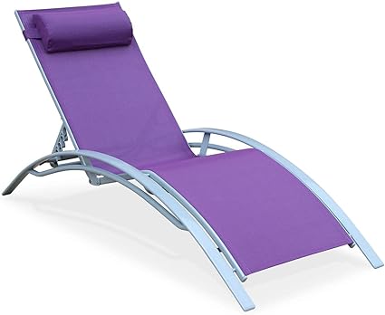 Alice S Garden Bain De Soleil En Aluminium Et Textilene Louisa Violet Transat Amazon Fr Jardin