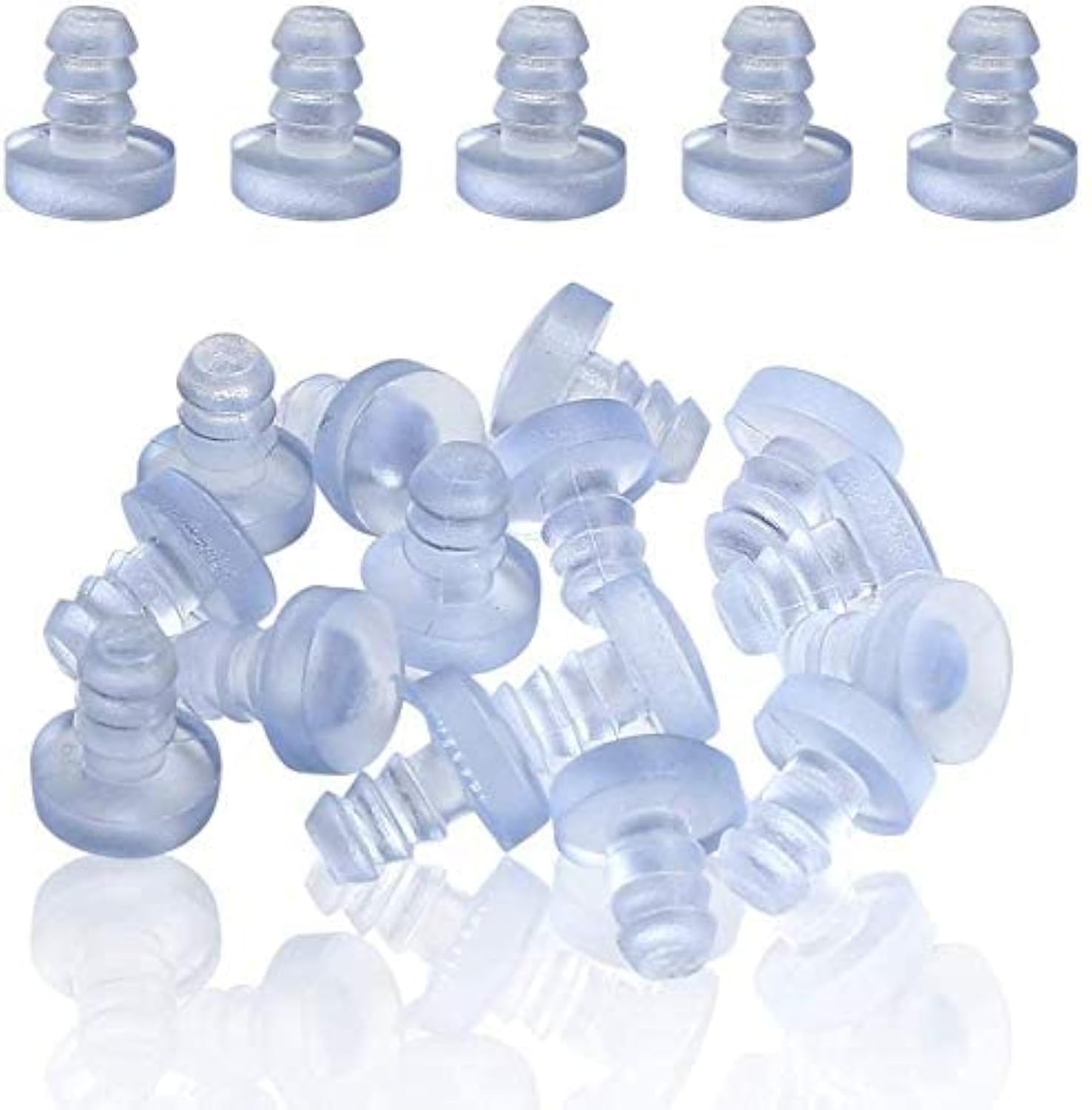 Greluma 100 Pcs Glass Top Table Bumpers with Stem, Clear Rubber Grippers, Patio Table Spacers, for 3/16Inch Hole