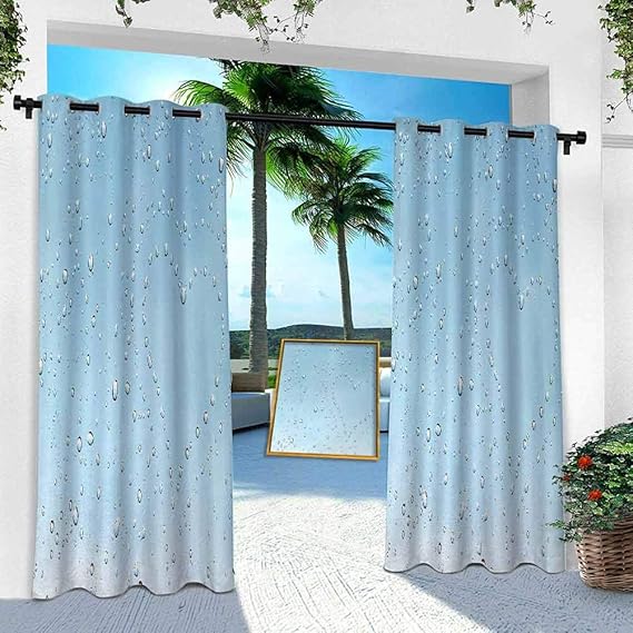 YUAZHOQI - Cortinas impermeables para exteriores, diseño de gotas de