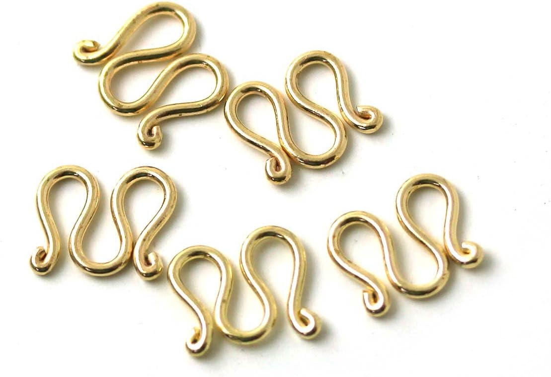 LynnAround Clasp, Double S-Hook, Bronze - Yellow Gold Color, Size 15x12 mm, Pack of 5 pcs, Necklace's Clasp Spare Part Jewelry