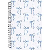 INCOK Blue Bow Notebook - Coquettte School Supplies Bow Journal Cute Note Book Preppy Back to School Stuff Study Supplies Stationery for Students Girly Teen 5.5x8.3 Inches