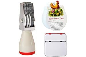 Aunewrick Egg Dater Kit, Date Stamp, 2 Fade-Resistant Inks (Red & Black), Stamper Pad, 50 Farm Fresh Eggs Instructions, for Chicken Duck Turkey Goose Eggs