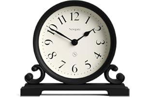 NEWGATE® Divisadero Mantel Clock | Traditional Double Scroll Design | Black | Classic Style for Desk, Table top, Shelf or Bedside