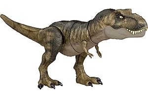 Mattel Jurassic World Dominion Thrash ‘N Devour Tyrannosaurus Rex Action Figure with Sound & Motion, T Rex Dinosaur Toy