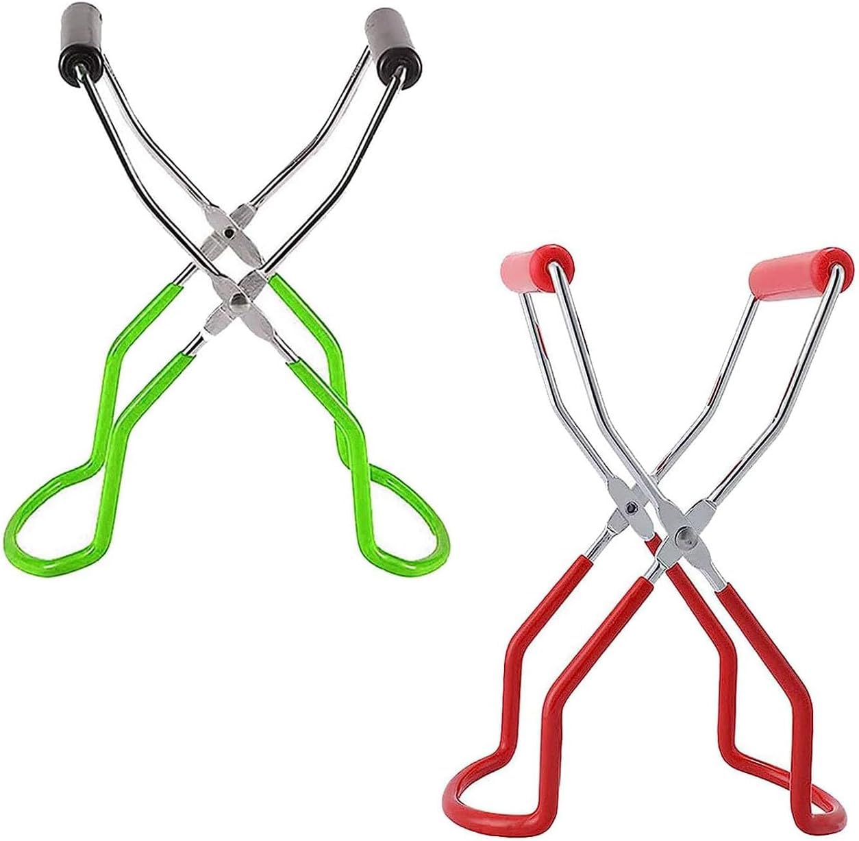 LATRAT 2 x Preserving Jars, Glass Lifters, Tongs for Preserving Jars, Non-Slip Handles, Red, Green