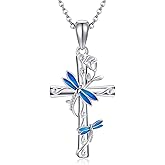 AXOMY Butterfly/Hummingbird/Dragonfly Necklace for Women 925 Sterling Silver Cross Pendant Animal Jewelry Gifts for Mom Wife
