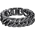 Richsteel Father's Day Bracelets for Men Cuban Link Chain Bracelets 8/12/17mm Width Stainless Steel Chain Wrist Bracelets, 7.4/8.2/9 Inch Length Classic Jewelry for Christmas/Valentine's Day/Birthday