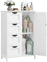 VASAGLE Bathroom Floor Storage Cabinet White LHC41W 4 Drawers Door
